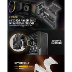 Antec Adjustable PCIE-4.0 Vertical Bracket and PCI-E 4.0 Cable Kit (200mm) Black