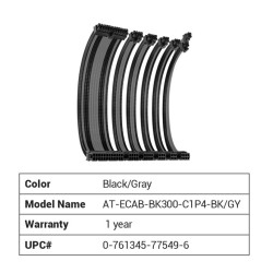Antec CIP4 Cable Kit Black Grey - 6 Pack, 24ATX, 4+4 EPS, 16AWG Thicker, High Performance 300mm long Length. Premium Sleeved  Universal