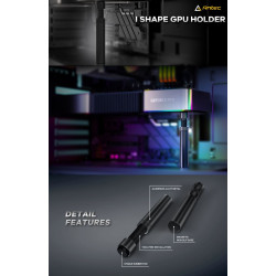 Antec IGPU, VGA Bracket Holder. Solid Construction  durability - Black Aluminum Alloy Metal. Magnetic Non-Slip Base, Tool Free. Stable Rubber Pad top