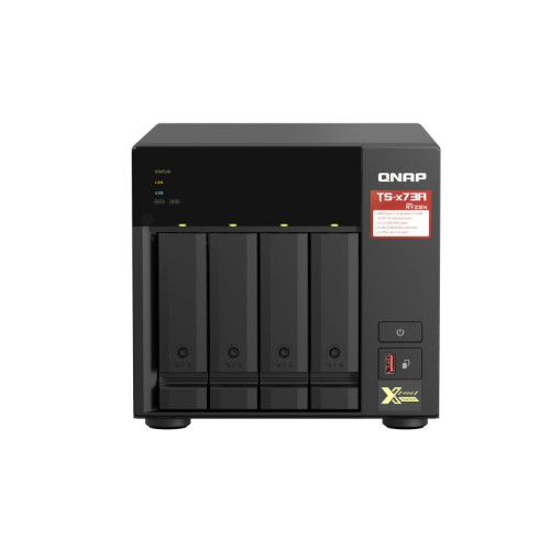 QNAP TS-473A-8G 4 Bay NAS 8G DDR4 AMD V1500B quad-core 2.2 GHz processor 2x M.2 2280 PCIe Gen3 x1 slots Hot-swappable 3xUSB 3.2 3YR WTY