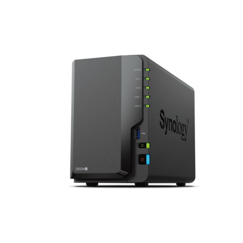 Synology DS224+ 2 Bay NAS Intel Celeron J4025 2-core 2.0 GHz 2 GB DDR4 non-ECC SATA HDD/SSD 2 RJ-45 1GbE LAN 2 USB 3.0 Port Hot swappable