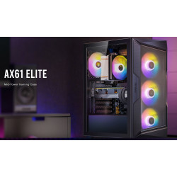 Antec AX61 Elite ATX, 4x ARGB 120mm Fans included, Up to 8x 120mm. 360mm Radiator Front  240mm Top, 32CM GPU  16CM CPU, High Airflow Gaming Case