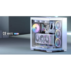 Antec C8 ARGB White E-ATX, ATX, Dual Chamber, 2x 16CM ARGB Reverse Fans, 1x 14CM ARGB, USB-C, Large Clearance, 8x PCI for Large GPU, Ultra Case