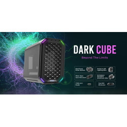 Antec Dark Cube M-ATX, Dual Front Panel, Slide Open Structure, USB-C, LED Light Bars, Aluminum Alloy, 14CM ARGB x 2, 12CM x 1 installed  Gaming Case