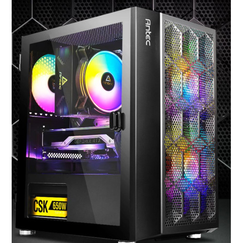 Antec NX200M RGB m-ATX, ITX Case, 3x RGB Fan. Large Mesh Front for excellent cooling, Side Window, Radiator 240mm. GPU 275mm