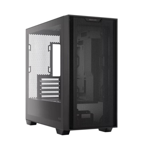 ASUS A21 Micro-ATX Black Case, Mesh Front Panel, Support 360mm Radiators, Graphics Card up to 380mm, CPU air cooler up to 165mm