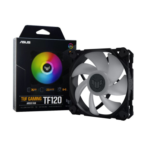 ASUS TUF Gaming TF120 ARGB Fan. Low Noise. PWN Control Anti-vibration. Double-layer LED arra .Aura Sync. 250,000 hours