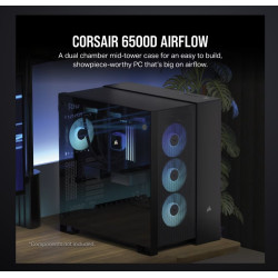 CORSAIR 6500D Airflow Tempered Glass ATX Mid-Tower, Mesh Front left, Dual Chamber Black Case