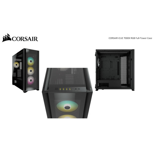 Corsair Obsidian 7000x RGB TG Tower Case, Mini-ITX, M-ATX, ATX, E-ATX, 3x 140 RGB PWM Fan,USB 3.1 Type C, 10x 2.5