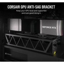 Corsair GPU Anti-Sag Bracket - Black + Compatible with LC100 Lighting Kit