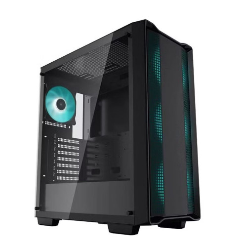 DeepCool CC560 Black Mid-Tower Computer Case, Tempered Glass Window, 4x Pre-Installed LED Fans, Top Mesh Panel, Support Up To 6x120mm or 4x140mm AIO