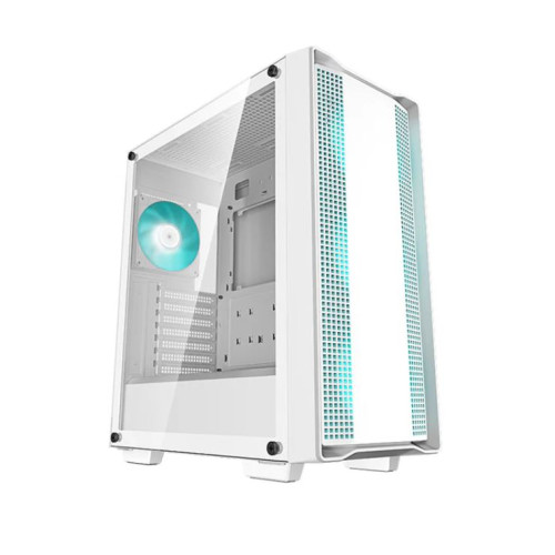 DeepCool CC560 White V2 Mid-Tower Computer Case, Tempered Glass Window, 4x Pre-Installed LED Fans, Top Mesh Panel, Support Up To 6x120mm or 4x140mm