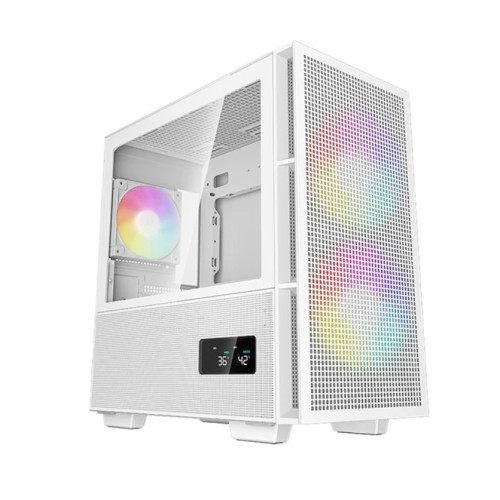 DeepCool CH360 Digital White Micro ATX Case, Tempered Glass Window,1x USB 3.0, 1x USB-C, HD Audio, 2x 140mm ARGB and 1x 120mm ARGB Pre-installed