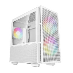 DeepCool CH360 White Micro ATX Case, Tempered Glass Window, 1x USB 3.0, 1x USB-C, HD Audio, 2x 140mm ARGB and 1x 120mm ARGB Pre-installed Fans