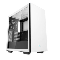 DeepCool CH510 White Mid-Tower ATX Case, Tempered Glass, 1 x 120mm Fan, 2 x 3.5