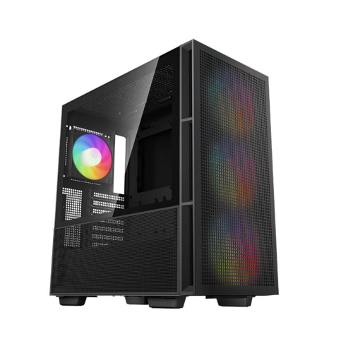 DeepCool CH560 HighAirflow Mid-Tower Case, Mini-ITX/ Micro-ATX/ ATX/ E-ATX, Magnetic Hybrid Mesh, Tempered Glass, 3 Pre-Installed 140mm ARGB Fans