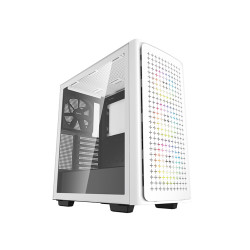 DeepCool CK560 White Mid-Tower Computer Case, Tempered Glass Panel. High-Airflow, 4 x Pre-Installed Fans, Spacious For Large GPUs