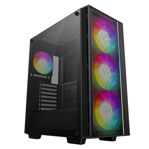 DeepCool MATREXX 55 MESH V4 Full Tempered Glass Side Panel ATX Case. Pre-Installed 3×140mm ARGB PWM Fans,  1×120mm ARGB, Up to 360mm