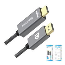 8ware 2m DisplayPort DP to HDMI Male to Male Adapter Converter Cable Retail Pack 1080P Nylon Braide for Video Card PC Notebook to Monitor Projector TV