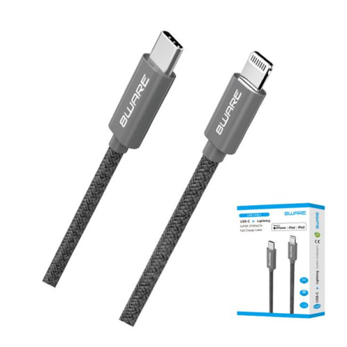 8ware 1.5m Super Ultra USB-C to Lightning Cable Super Fast charging Strength Aluminium flexible nylon Apple iPone iPad iPod Mac Retail Pack