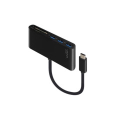 Alogic USB-C to Multi Card Reader  3-Port USB Hub - 10cm, Black - VROVA Series