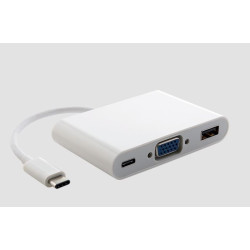 Astrotek Thunderbolt USB 3.1 Type C (USB-C) to VGA + USB + Card Reader Video Adapter Converter Male to Female for Apple Macbook Chromebook Pixel White