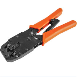 Astrotek 8 pins RJ-45 6 pins RJ-12 4 pins RJ-11 Crimper Cut Strip Crimping Tool Kit with Ratchet Orange Colour Hood RoHS ~CBC-RJ1245