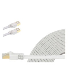 Edimax 1m White 40GbE Shielded CAT8 Network Cable - Flat 100% Oxygen-Free Bare Copper Core, Alum-Foil Shielding, Grounding Wire, Gold Plated RJ45