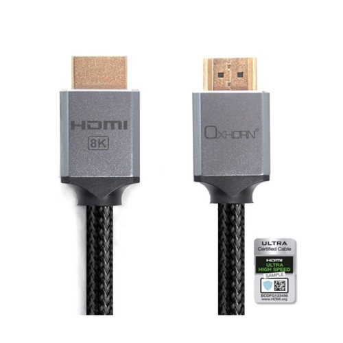 Oxhorn HDMI2.1a 8K@60Hz 3D Ultra Certified Ethernet Aluminum Header Cable 1m Male to Male