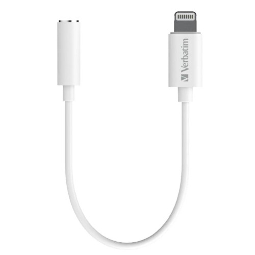 (LS) Verbatim Lightning to 3.5mm Headphone Jack 10cm - White