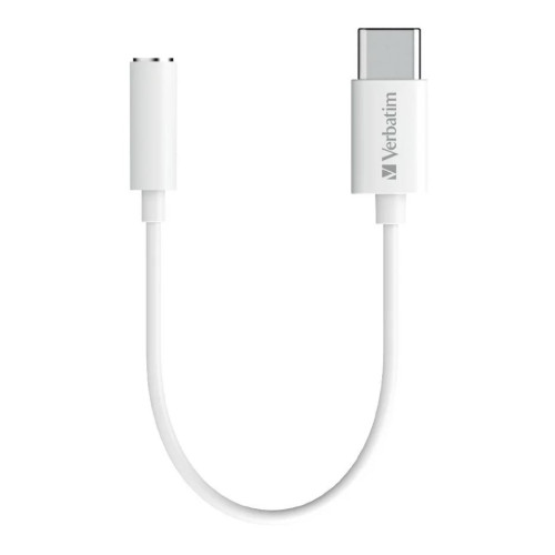 Verbatim USB-C to 3.5mm Headphone Jack 10cm - White