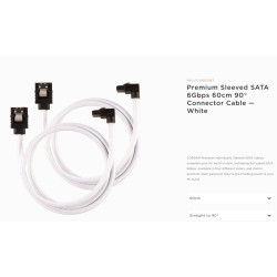 Corsair Premium Sleeved SATA 6Gbps 60cm 90° Connector Cable — White