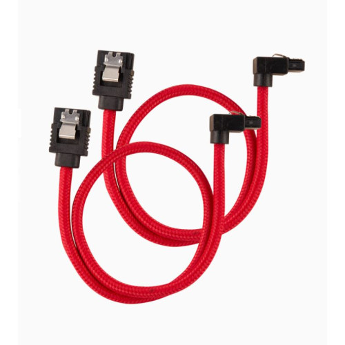 Corsair Premium Sleeved SATA 6Gbps 60cm 90° Connector Cable — Red