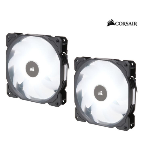 Corsair Air Flow 140mm Fan Low Noise Edition / White LED 3 PIN - Hydraulic Bearing, 1.43mm H2O. Superior cooling performance. TWIN Pack! (LS)