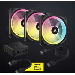 CORSAIR QX RGB Series, iCUE LINK QX120 RGB, 120mm Magnetic Dome RGB Fan, Starter Kit