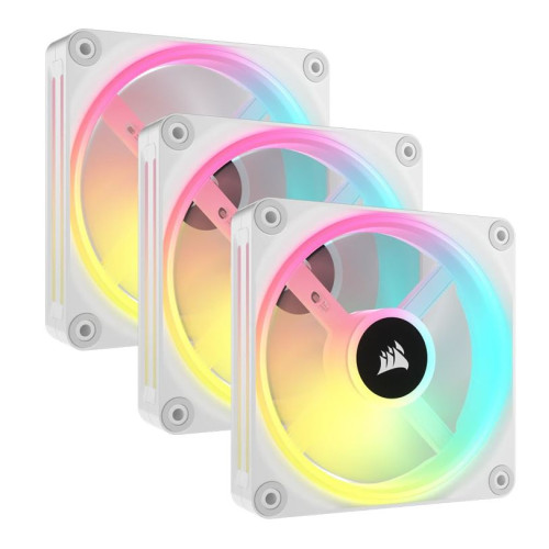 CORSAIR QX RGB Series, iCUE LINK QX120 RGB WHITE, 120mm Magnetic Dome RGB Fan, Starter Kit