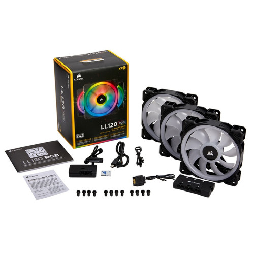 Corsair Light Loop Series, LL120 RGB, 120mm Dual Light Loop RGB LED PWM Fan, 3 Fan Pack with Lighting Node PRO