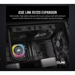 Corsair RX120  iCUE LINK  120mm PWM Single Fan Expansion. Black Fan - Glass fiber-reinforced LCP fan blades