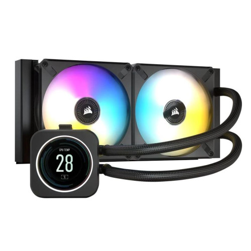 Corsair H100i Elite LCD, 240mm, LCD IPS Display, High Performance Pump, and RGB LED. Zero RPM, Commander Core, 1700 and TRX4, CPU Liquid Cooler (LS)