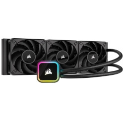 Corsair H150i Elite  360mm Black Radiator, 3x AF120 Zero RPM, Variable Fans via ICUE, Ultra Bright RGB Pump Head. Liquid Cooling, 5 Yrs Warranty.