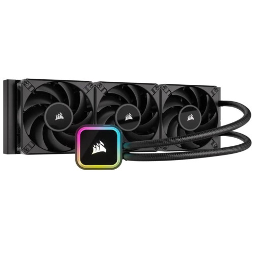 Corsair H150i Elite  360mm Black Radiator, 3x AF120 Zero RPM, Variable Fans via ICUE, Ultra Bright RGB Pump Head. Liquid Cooling, 5 Yrs Warranty.