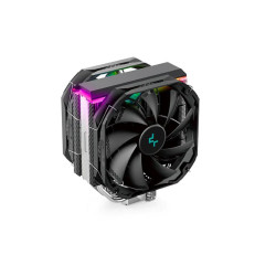 DeepCool AS500 PLUS CPU Air Cooler Single Tower, 5 Heat Pipes High Fin Density, Slim Profile, Double TF140S PWM Fans Included, ARGB LED Controller Inc