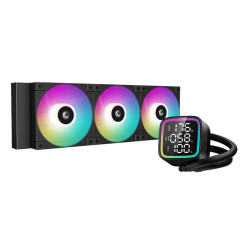 DeepCool LD360 Liquid Cooler 360mm 5th Gen Pump 3400 RPM AIO Real-time CPU Status Screen Anti-Leak Tech with ARGB Fans and Dual Gradient Halo Effect