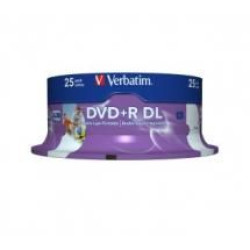 Verbatim DVD+R DL 8.5GB 25Pk White Wide Inkjet 8x