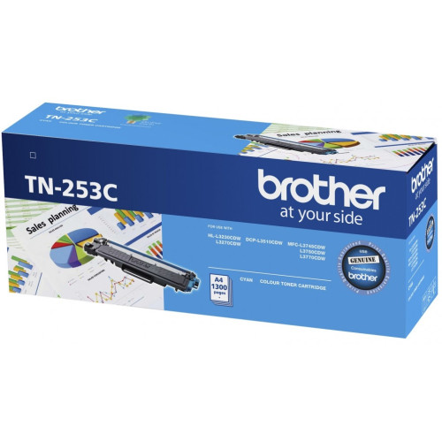 Brother TN-253C Cyan Toner Cartridge to Suit -  HL-3230CDW/3270CDW/DCP-L3015CDW/MFC-L3745CDW/L3750CDW/L3770CDW (1,300 Pages)