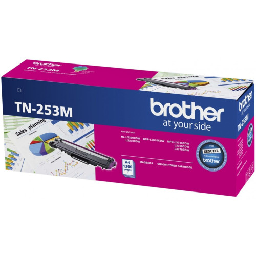 Brother TN-253M Magenta Toner Cartridge to Suit -  HL-3230CDW/3270CDW/DCP-L3015CDW/MFC-L3745CDW/L3750CDW/L3770CDW (1,300 Pages)