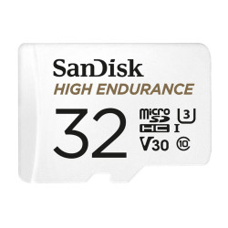 SanDisk High Endurance 32GB microSD 100MB/s 40MB/s 2.5K hrs 4K UHD C10 U3 V30 -40°C to 85°C Heat Freeze Shock Temp Water X-ray Proof SD Adapter >16GB