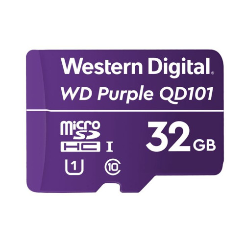 Western Digital WD Purple 32GB MicroSDXC Card 24/7 -25°C to 85°C Weather  Humidity Resistant Surveillance IP Camera DVR NVR Dash Cams Drones >16GB