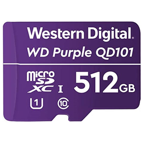 Western Digital WD Purple 512GB MicroSDXC Card 24/7 -25°C to 85°C Weather  Humidity Resistant for Surveillance IP Cameras mDVRs NVR Dash Cams Drones