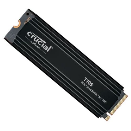 Crucial T705 1TB Gen5 NVMe SSD Heatsink - 13600/10200 MB/s R/W 600TBW 1400K IOPs 1.5M hrs MTTF DirectStorage for Intel 14th Gen  AMD Ryzen 7000